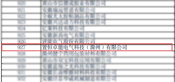 置恒卓能电气科技(滁州)有限公司被认定为2023年度安徽省“专精特新”企业